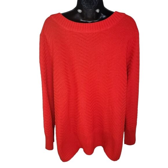 J Jason Wu Solid Red Chevron Sweater size 2x - Picture 3 of 7